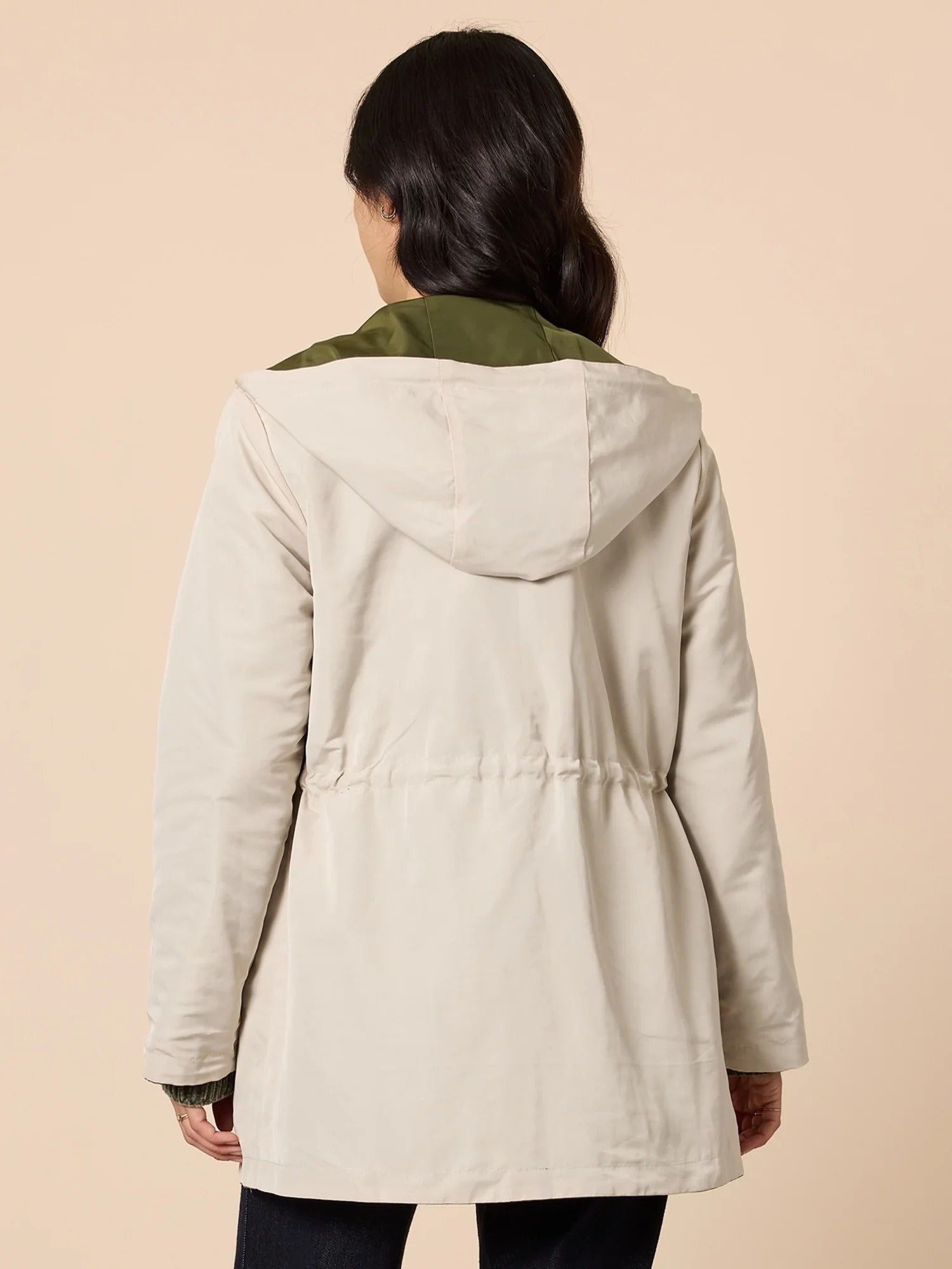 Highland Reversible Hooded Jacket - Khaki Natural