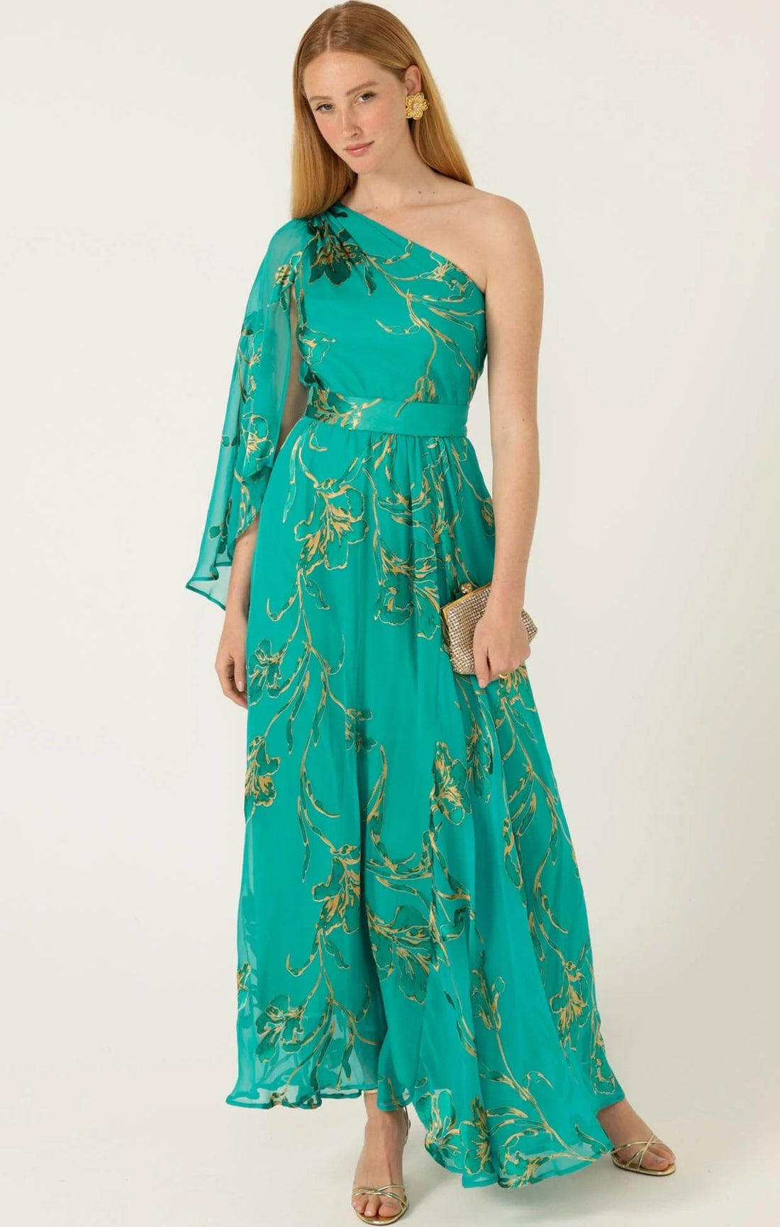 Lorelei Maxi Dress | One Shoulder Jade & Gold Formal Dress Australia