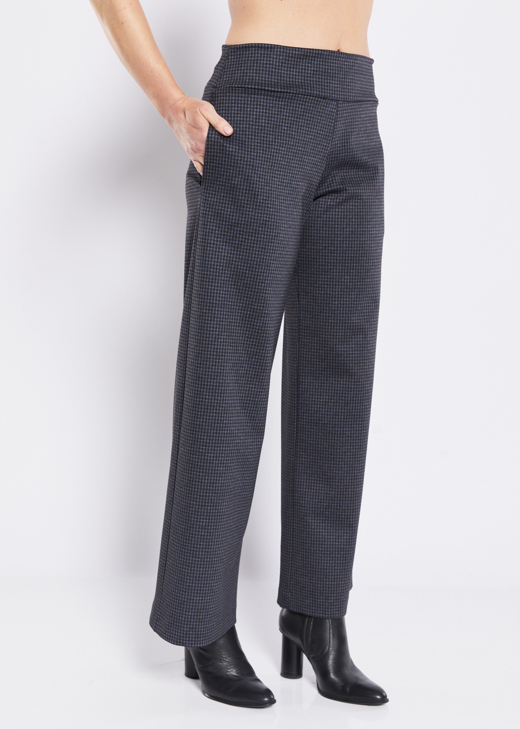 black check tailored pants women straight leg workwear trousers Australia Showies Boutique