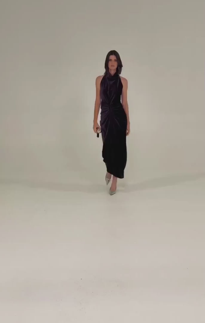 LAVISH COWL DRESS IN AMETHYST
