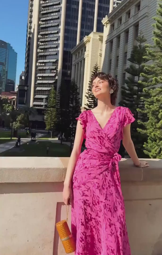BELLA ROSE MAXI WRAP DRESS