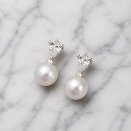 Elegant Pearl Drop Earrings with Crystal Heart Studs | Luxury Pearl Earrings Australia