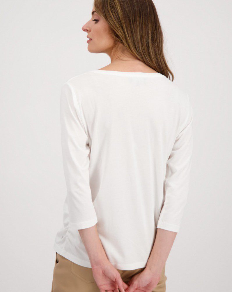 Monari Butterfly Print Top | Off White Cotton Modal Tee