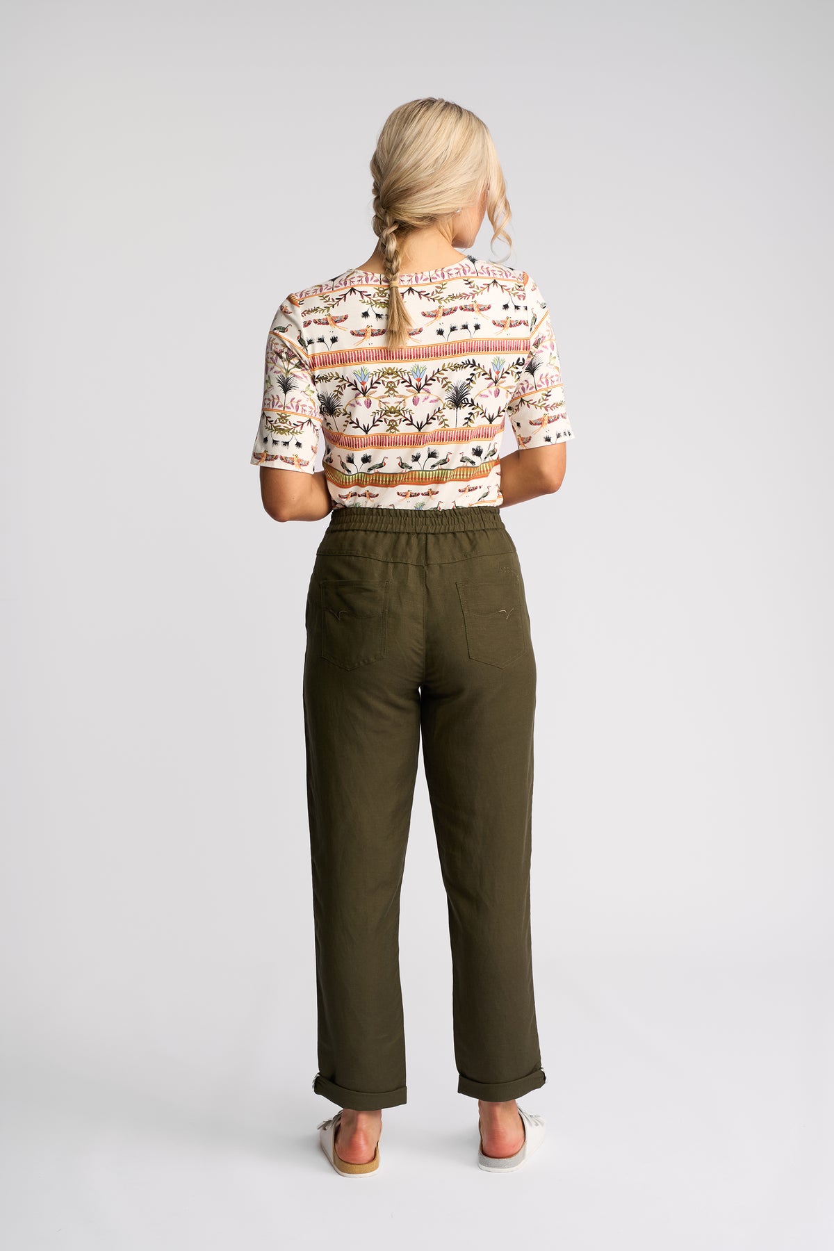 Khaki Drawstring Relaxed Fit Pants