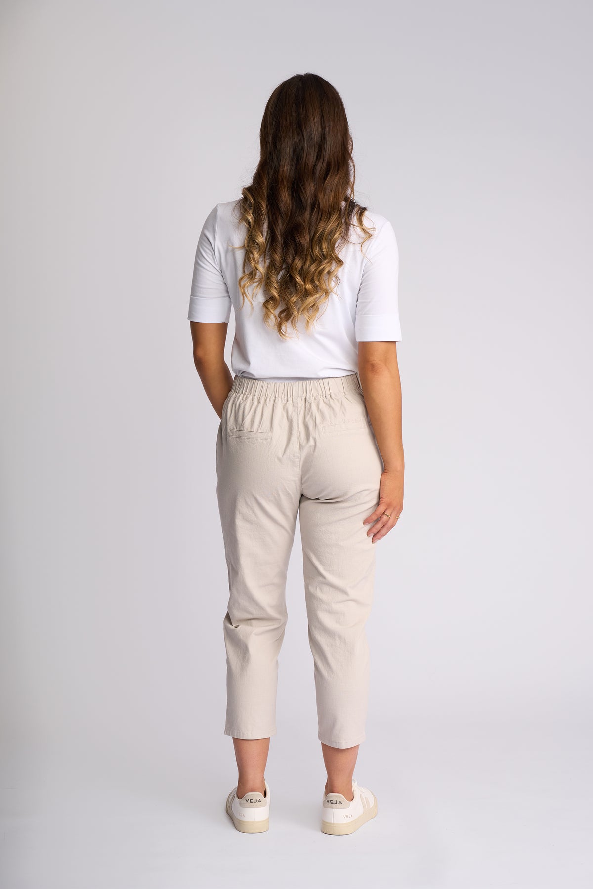 Navy & Stone Drawstring Cropped Pants