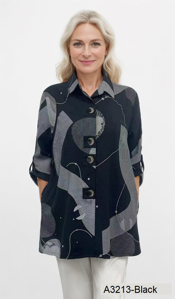 Black Shadowline Shirt | Modern Viscose Blend Shirt Australia